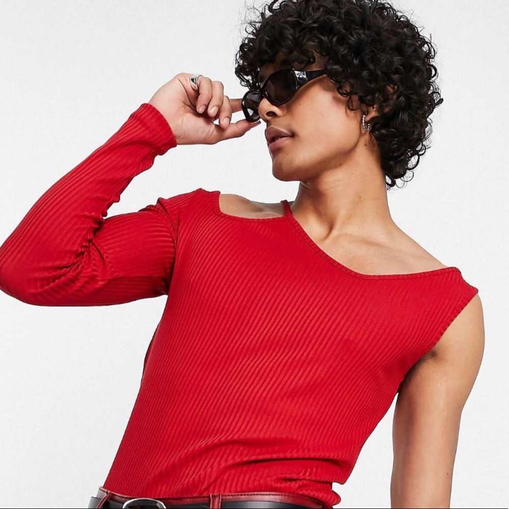 Asos red festival mens asymmetrical long sleeve shirt